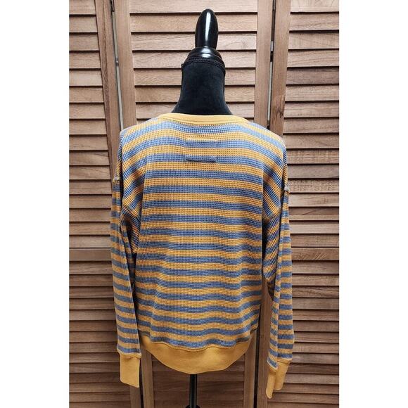 Natural Reflections Waffle V-Neck Pullover Womens Top Flint Stripe Size Small S - Picture 7 of 8